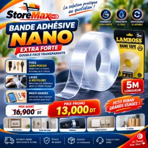 Bande Adhésive Double Face Nano Lamboss 5M – Transparente, Réutilisable & Ultra Résistante