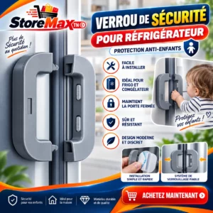 Serrure de Réfrigérateur et Congélateur – Sécurité Enfants -gris