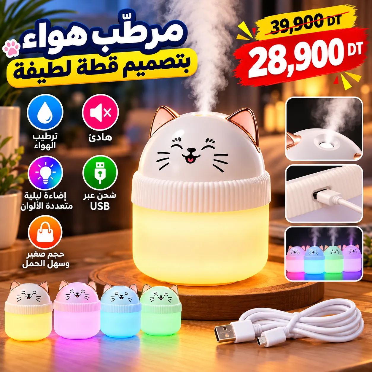Humidificateur d’Air USB Chat